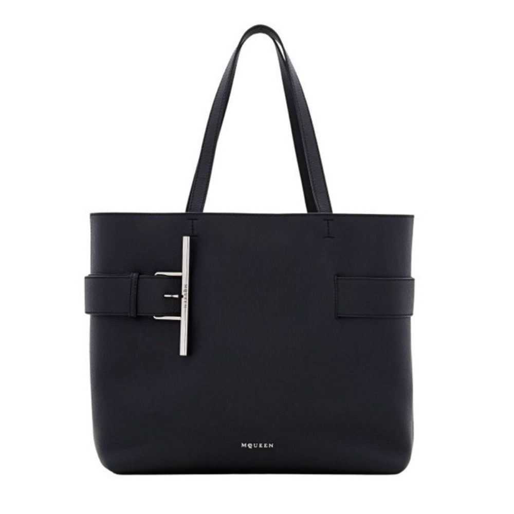 NEW ALEXANDER MCQUEEN SLING T-BAR SHOPPER TOTE BAG BLACK NWT! - Picture 2 of 7